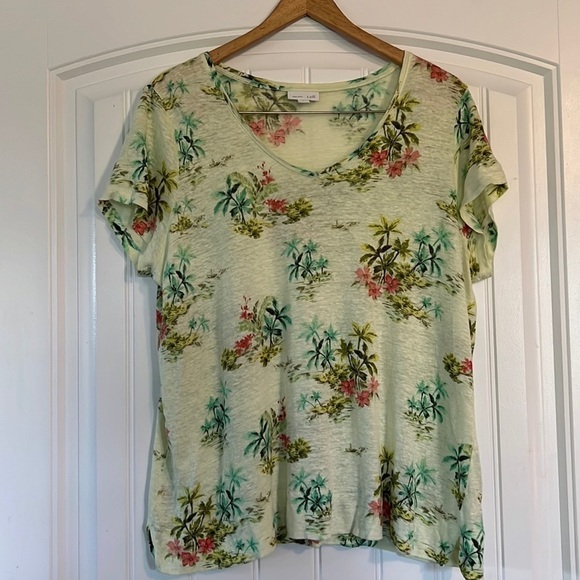 J. Jill love Linen  floral T Shirt Size large - Picture 1 of 4